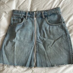 Zara Denim Blue Skirt with Front Zipper